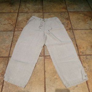 J. Jill Linen Women's Size 6P Crop Pants Beige Zip Drawstring Waist Pockets